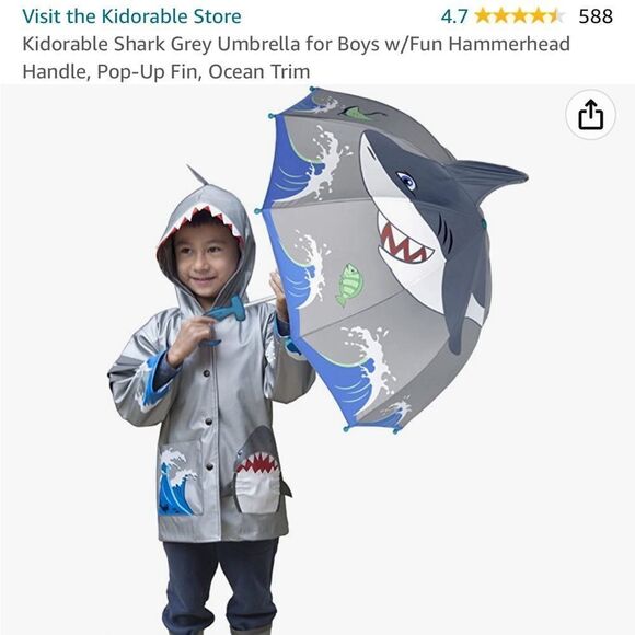Kidorable Shark umbrella for boys NWT (I have two available).  Price Firm - Picture 4 of 12